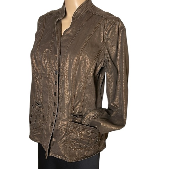 Coldwater Creek fitted,military,spring jacket,blazer,shimmer,snaps,cotton,Med. - Picture 3 of 16